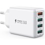 Cargador USB, Adaptador de Carga USB de 4 Puertos con Adaptador rápido Smart QC 3.0 de 33W, Cargador multipuerto Compatible con