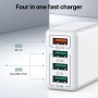 Cargador USB, Adaptador de Carga USB de 4 Puertos con Adaptador rápido Smart QC 3.0 de 33W, Cargador multipuerto Compatible con