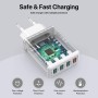 Cargador USB, Adaptador de Carga USB de 4 Puertos con Adaptador rápido Smart QC 3.0 de 33W, Cargador multipuerto Compatible con