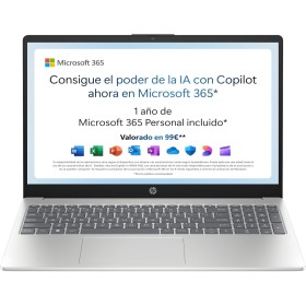 HP 15-fd0186ns - Ordenador portátil de 15.6" FHD (Intel N100, 4GB RAM, 128GB UFS, Intel UHD, Windows 11) Plata - Teclado QWERTY