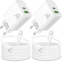 30W 2-Puerto Cargador Carga Rapida para iPhone 14 13 12 11 Pro MAX Plus Mini XS XR X SE 8 7 6, for AirPods/iPad, Rapido USB-C