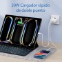 30W 2-Puerto Cargador Carga Rapida para iPhone 14 13 12 11 Pro MAX Plus Mini XS XR X SE 8 7 6, for AirPods/iPad, Rapido USB-C