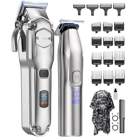 Maquina de Cortar Pelo Hombre,Juego de Barbero y Recortador,Cortapelos Recortadora de Barba,Maquina de Afeitar Hombre con Peines