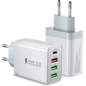 2 Pack Cargador USB C 40W, Cargador iPhone Carga Rapida, 4 Puertos Enchufe USB, Múltiple Cargadors PD+QC3.0 Rápido Pared