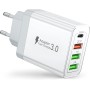 2 Pack Cargador USB C 40W, Cargador iPhone Carga Rapida, 4 Puertos Enchufe USB, Múltiple Cargadors PD+QC3.0 Rápido Pared