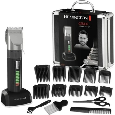 Remington Máquina de Cortar Pelo Hombre cuchillas cerámica autoafilables, 0,8-40 mm Genius corte profesional, 10 peines guía,
