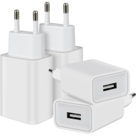 4-Pack 12W Cargador Enchufe USB, 5V/2.4A Carregador USB Cargador Movil, USB Charger Enchufe Cargador Compatible iPhone Samsung
