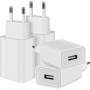 4-Pack 12W Cargador Enchufe USB, 5V/2.4A Carregador USB Cargador Movil, USB Charger Enchufe Cargador Compatible iPhone Samsung