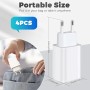 4-Pack 12W Cargador Enchufe USB, 5V/2.4A Carregador USB Cargador Movil, USB Charger Enchufe Cargador Compatible iPhone Samsung