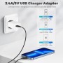 4-Pack 12W Cargador Enchufe USB, 5V/2.4A Carregador USB Cargador Movil, USB Charger Enchufe Cargador Compatible iPhone Samsung
