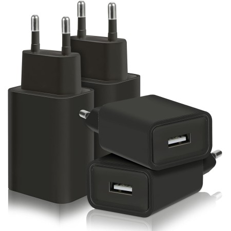 4-Pack 12W Cargador Enchufe USB, 5V/2.4A Carregador USB Cargador Movil, USB Charger Enchufe Cargador Compatible iPhone Samsung