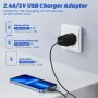 4-Pack 12W Cargador Enchufe USB, 5V/2.4A Carregador USB Cargador Movil, USB Charger Enchufe Cargador Compatible iPhone Samsung