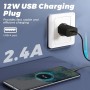 4-Pack 12W Cargador Enchufe USB, 5V/2.4A Carregador USB Cargador Movil, USB Charger Enchufe Cargador Compatible iPhone Samsung