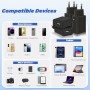 4-Pack 12W Cargador Enchufe USB, 5V/2.4A Carregador USB Cargador Movil, USB Charger Enchufe Cargador Compatible iPhone Samsung