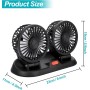 Ventilador Coche Doble Cabeza 360° Rotación Ventiladores, USB Ventilador Silencioso Potente 2 Velocidades Mini Ventiladors Mesa