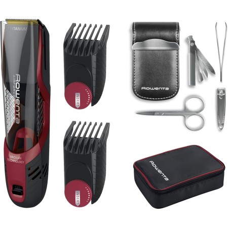 Rowenta Air Force Ultimate TN9310 - Cortapelos con sistema de aspiración de alto rendimiento con recubrimiento de titanio y