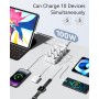 Cargador USB Multiple, Binamao 50W Cargador USB Carga Rapida 10 Puertos Cargador Movil, USB-A Estación de Carga, USB Charging