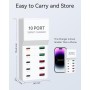 Cargador USB Multiple, Binamao 50W Cargador USB Carga Rapida 10 Puertos Cargador Movil, USB-A Estación de Carga, USB Charging