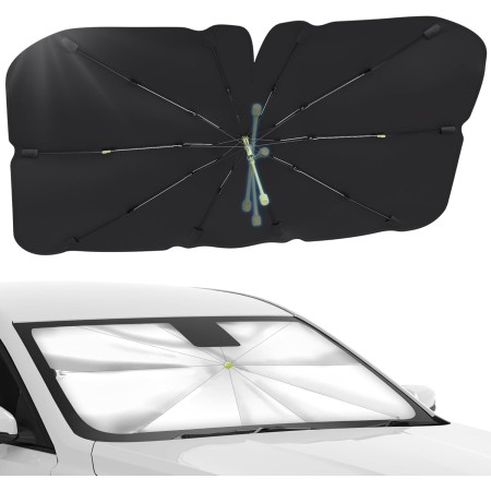 OVOISSTIY Parasol Coche Delantero, Parasol Paraguas Coche Delantero con Anti UV Rayos y Aislamiento Térmico, Sombrilla Plegable