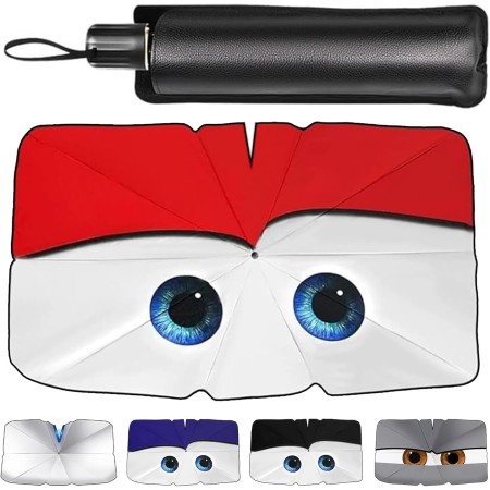 Parasol Coche Delantero Plegable 145 x 79 cm，Parasol Coche Paraguas,Parasol Delantero Coche con Diseño Adorable de Ojos,UV y El