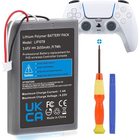 Batería para controlador PS5, Hisewen 2650 mAh LIP1708 PS5, batería de repuesto para mando inalámbrico Sony Playstation 5