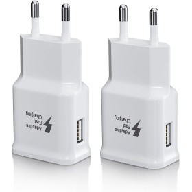 2-Pack Cabeza Cargador, Adaptador de Enchufe de Carga USB 5V/2A Compatible con Samsung Galaxy S23 S22 S21 S20 S10 S10e S7 S8