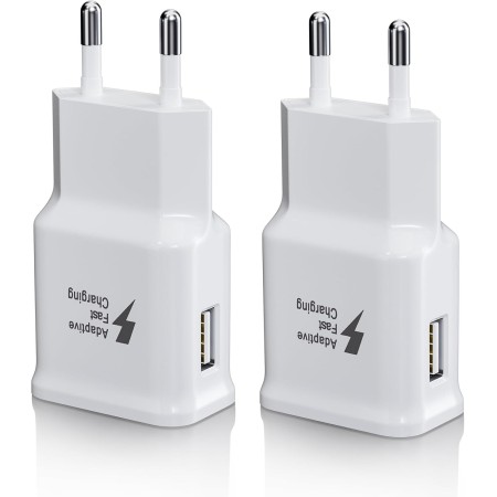 2-Pack Cabeza Cargador, Adaptador de Enchufe de Carga USB 5V/2A Compatible con Samsung Galaxy S23 S22 S21 S20 S10 S10e S7 S8