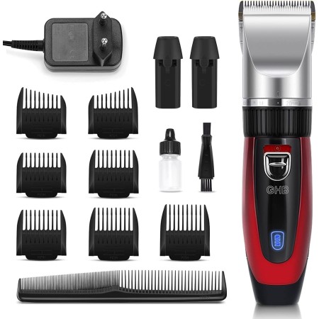 GHB Maquina de Cortar Pelo Cortapelos Hombre con 2 Baterías 14 piezas para Hombres Niños Salón Peluquería en Casa