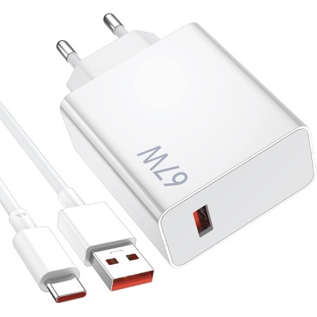 Cargador USB y Cable USB C para Xiaomi Redmi Note 14S 13 12 Pro 11S 5G,6A 67W Carga Turbo Adaptador de Cargador y Cable Tipo C