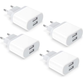 4-Pack Enchufe USB, 2.1A/5V Cargador for iPhone 14 13 12 11 Pro MAX XS XR X 8 7 6 6S Plus SE 5 5S Pad Samsung Galaxy, Adaptador