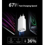 Cargador 67W USB - C Rápido, Cargador de 3 Puertos Rápido (GAN PPS), Cargador para MacBook Pro/Air, DELL XPS 13, Lenovo y ASUS,
