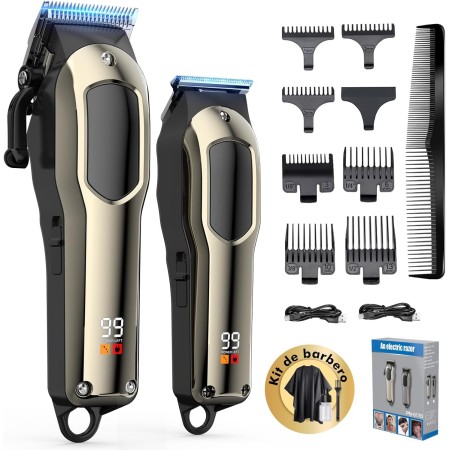 Singphere Maquina de Cortar Pelo Hombre - Cortapelos Hombre Profesional con 7 Peines Guía, Recargable, Pantalla LED - Kit de