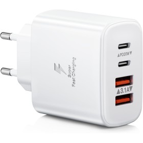 Cargador USB C, 40W 4-Puertos Cargador iPhone Carga Rapida, PD+QC Cargadar de Doble Puerto, Adaptador de Cargadar Múltiple Tipo