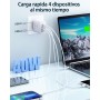 Cargador USB C, 40W 4-Puertos Cargador iPhone Carga Rapida, PD+QC Cargadar de Doble Puerto, Adaptador de Cargadar Múltiple Tipo