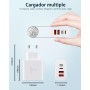 Cargador USB C, 40W 4-Puertos Cargador iPhone Carga Rapida, PD+QC Cargadar de Doble Puerto, Adaptador de Cargadar Múltiple Tipo