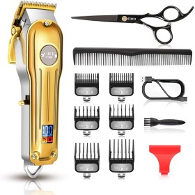 CIICII Maquina Cortar Pelo Profesional, Cortapelos Hombre & Recortadora de Barba (12Pcs/ Inalámbrico/Recargable/USB/LCD