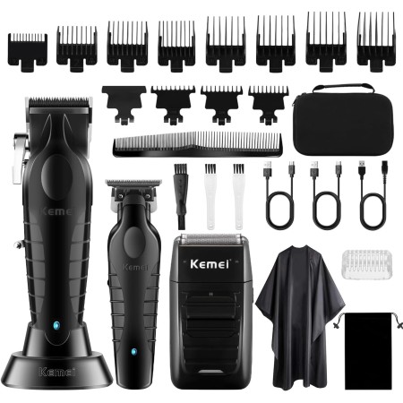 KEMEI Juego de Maquina de Cortar Pelo Hombre y Afeitadoras de Láminas, Cortadoras de Pelo Eléctricas Para Hombres, Inalámbrico