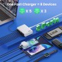 430W Cargador USB Multiple, 8 Ports 100W PD GAN IV Cargador Carga Rápida QC PPS,Enchufes USB C Alimentador Multiple Tipo c