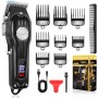 CIICII Maquina Cortar Pelo Profesional, Cortapelos Hombre & Recortadora de Barba (12Pcs/ Inalámbrico/Recargable/USB/LCD
