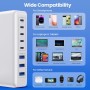 430W Cargador USB Multiple, 8 Ports 100W PD GAN IV Cargador Carga Rápida QC PPS,Enchufes USB C Alimentador Multiple Tipo c