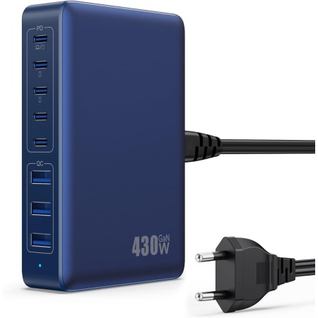 430W Cargador USB Multiple, 8 Ports 100W PD GAN IV Cargador Carga Rápida QC PPS,Enchufes USB C Alimentador Multiple Tipo c