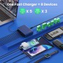 430W Cargador USB Multiple, 8 Ports 100W PD GAN IV Cargador Carga Rápida QC PPS,Enchufes USB C Alimentador Multiple Tipo c