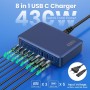 430W Cargador USB Multiple, 8 Ports 100W PD GAN IV Cargador Carga Rápida QC PPS,Enchufes USB C Alimentador Multiple Tipo c