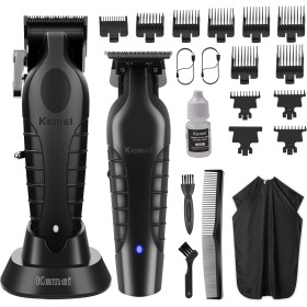 KEMEI Cortapelos para Hombre, Set Profesional de Cortapelos y Recortadora, Cortapelos sin cable para hombre con pantalla LED, 11