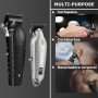 KEMEI Cortapelos para Hombre, Set Profesional de Cortapelos y Recortadora, Cortapelos sin cable para hombre con pantalla LED, 11