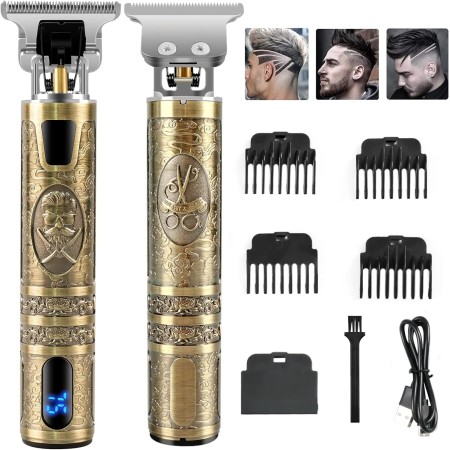 Máquina de Cortar Pelo Profesional, Cortapelos inalámbrico Hombre Cortador de Pelo Recargable con Hoja T, Recortadora de Barba