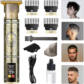 Máquina de Afeitar Hombre con Pantalla LED, Máquina de Cortar Pelo Hombre Inalámbrica con Hoja T y 4 Peines-Guía, Maquinilla de