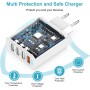 Cargador USB Multiple, 4 Puertos Enchufe USB Carga Rapida 33W QC3.0 Cargador Móvil Carga Rapida Adaptador Cargador Rapido para