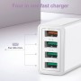 Cargador USB, Carga USBA de 4 Puertos con Cargador-rápido Smart QC 3.0 de 33W, Carga de Varios Puertos USB-Adaptador Compatible