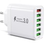 Cargador USB, Carga USBA de 4 Puertos con Cargador-rápido Smart QC 3.0 de 33W, Carga de Varios Puertos USB-Adaptador Compatible